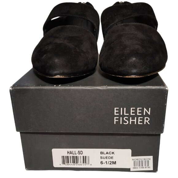 Eileen Fisher Mary Jane Flats 6.5 Suede Preppy Academia Minimalist Workwear - Picture 5 of 6